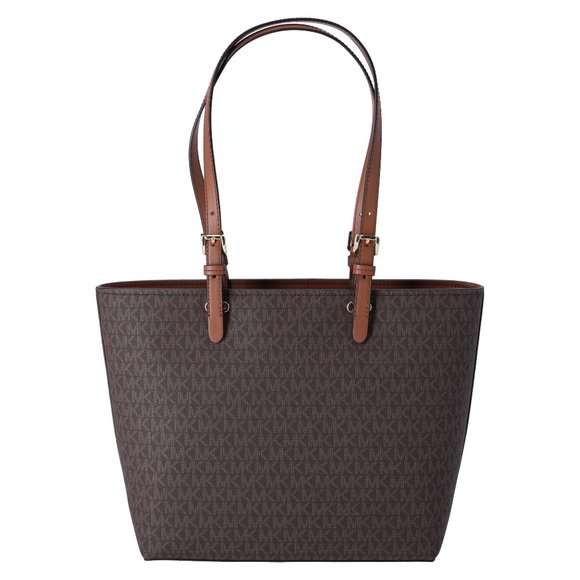 Michael Kors Jet Set Travel Medium Double Pocket Tote Vegan Leather Brown MK - Picture 6 of 8